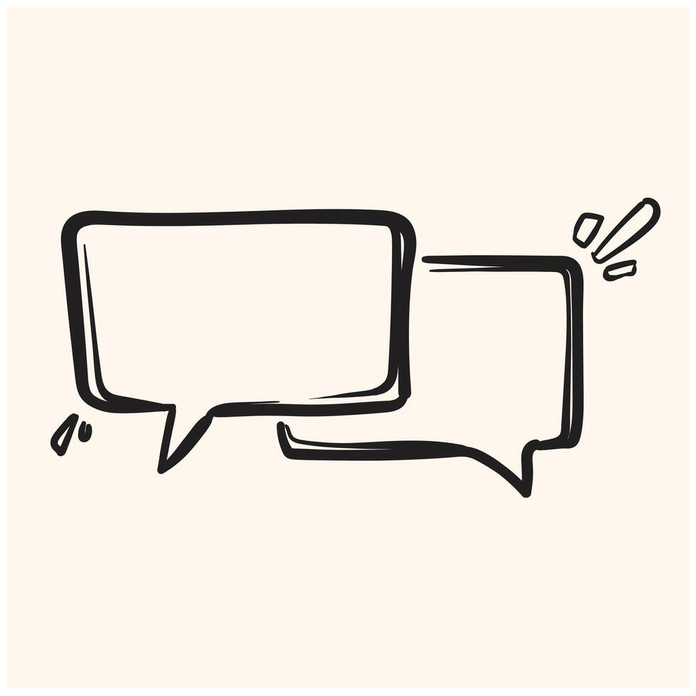 Talk bubble speech icon With illustration style doodle and line art vector