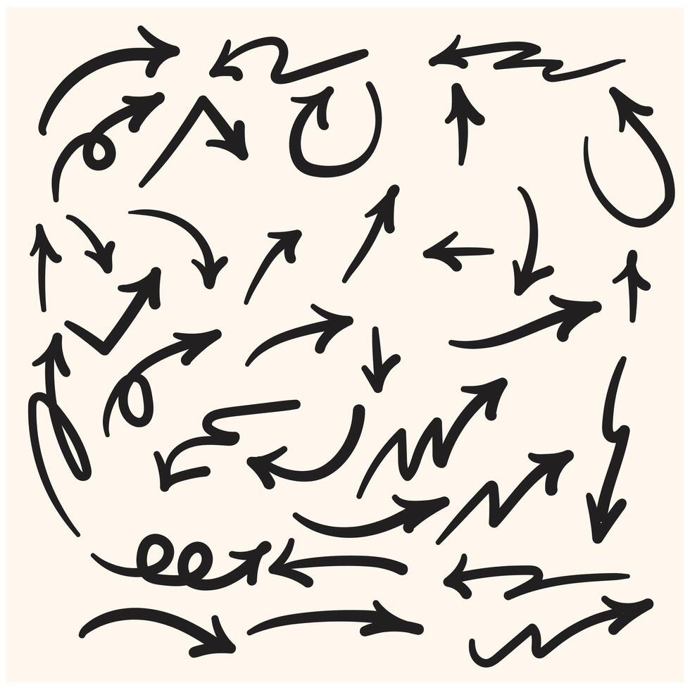 Doodle sketch style of Hand drawn lines, Arrows, circles and curves With illustration style doodle and line art vector