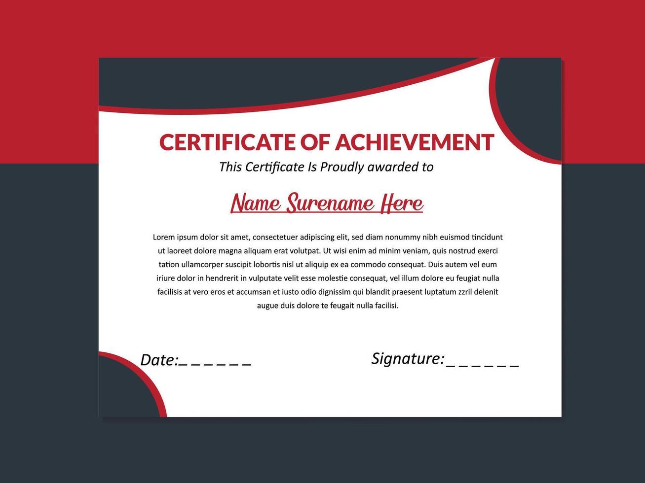 Certificate Of Achievement Design Layout vector