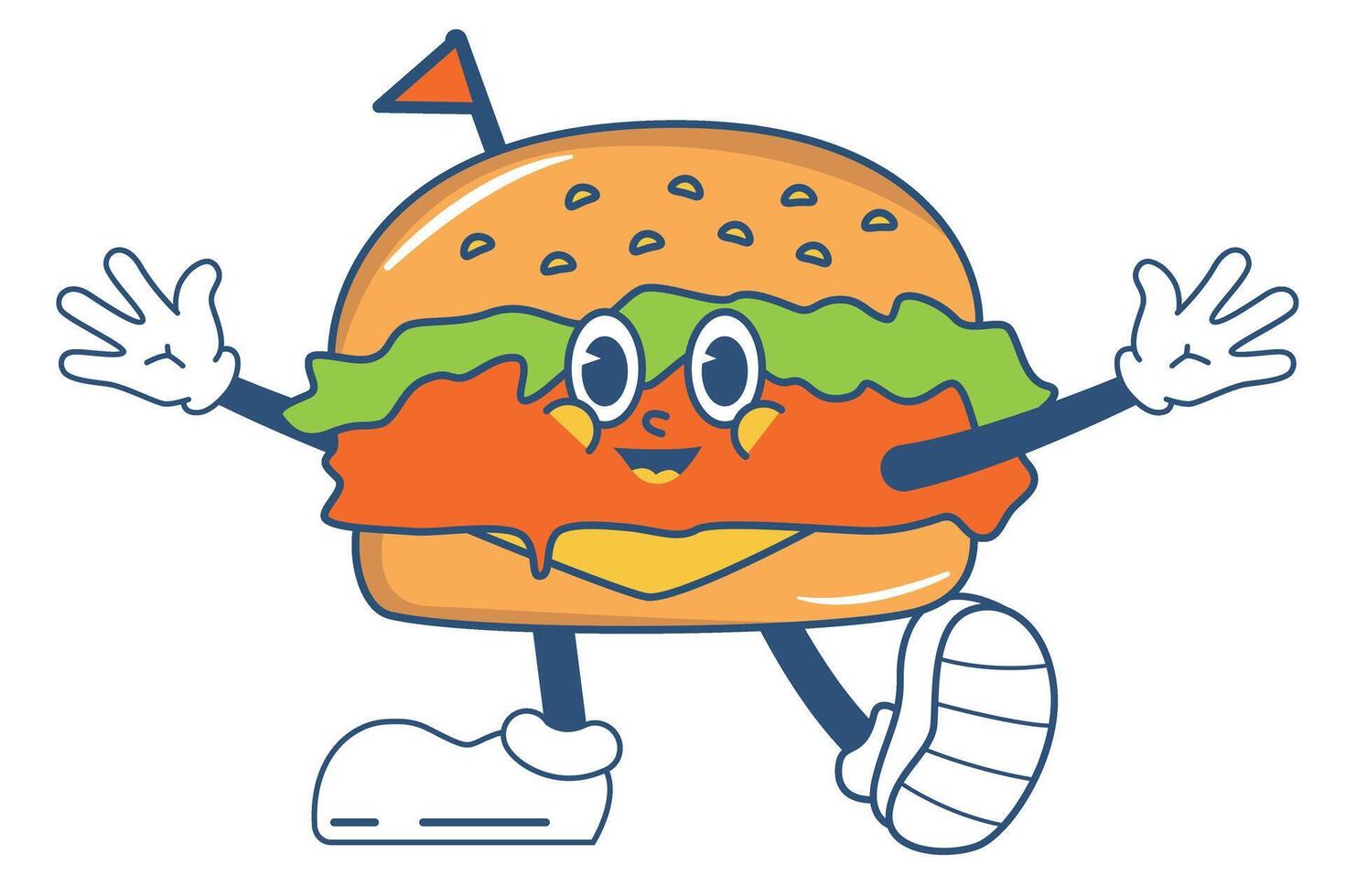 cute burger mascot illsutration vector