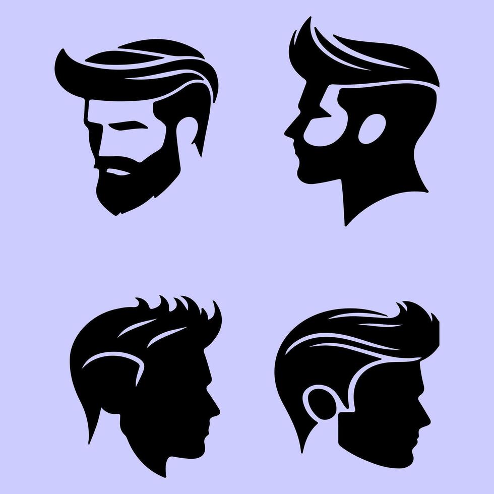 Elegant Hairstyles for Modern Men. vector