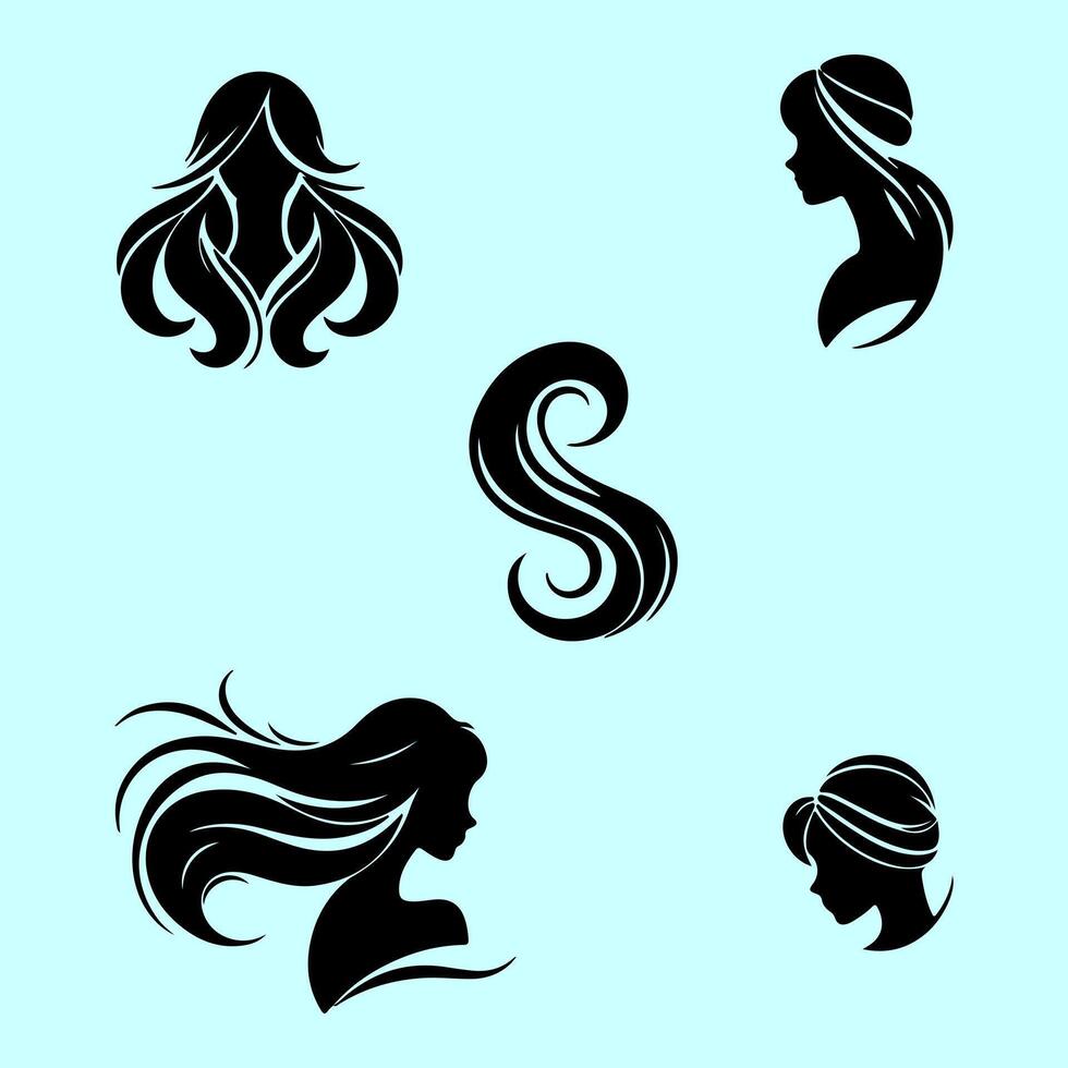 Elegant Hairstyles for Modern Women. vector
