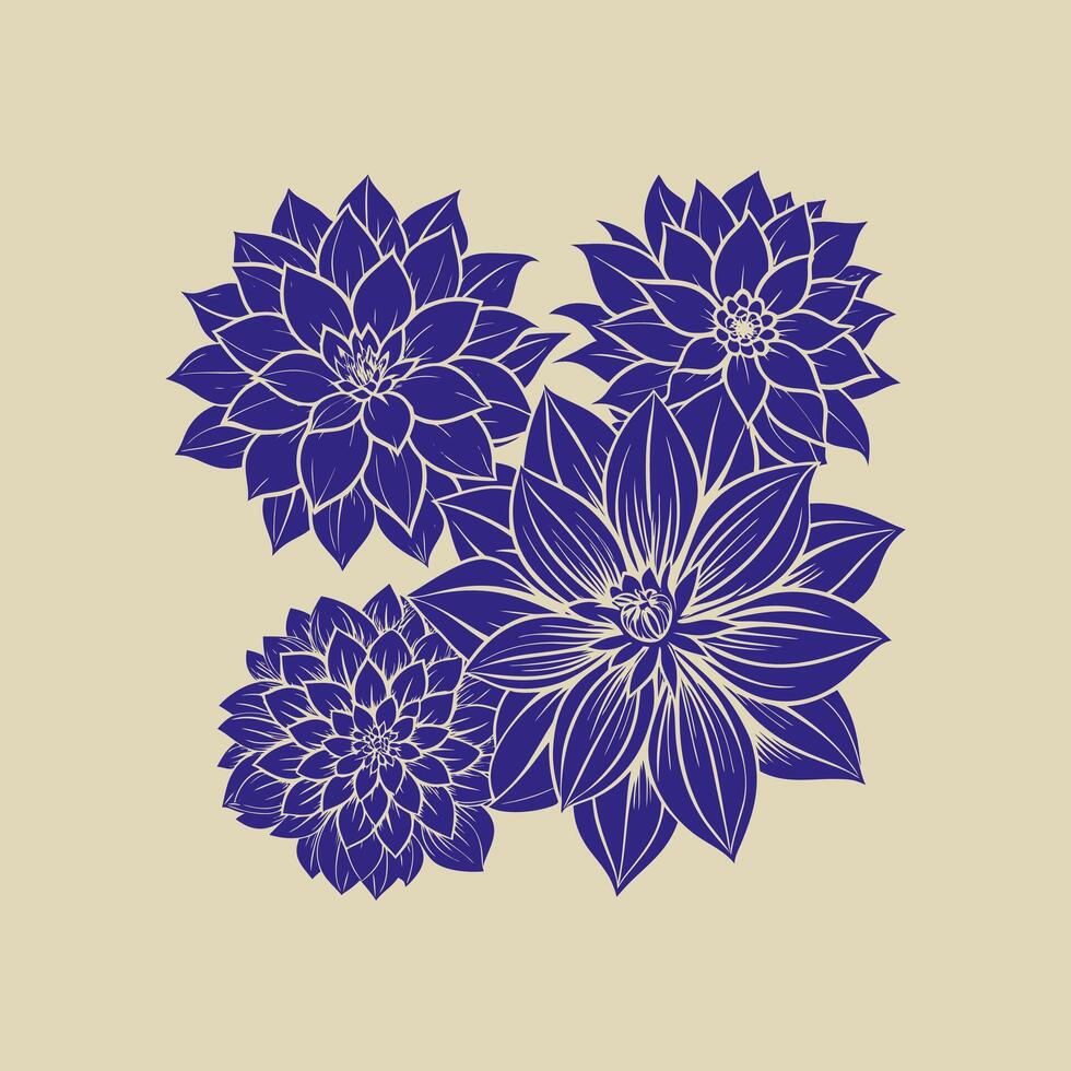 Outline flower set for artistic designs. vector