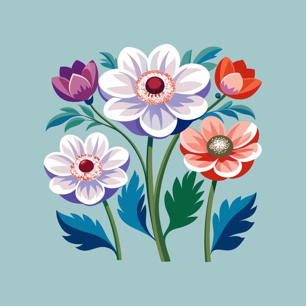 Outline flower set for artistic designs. vector