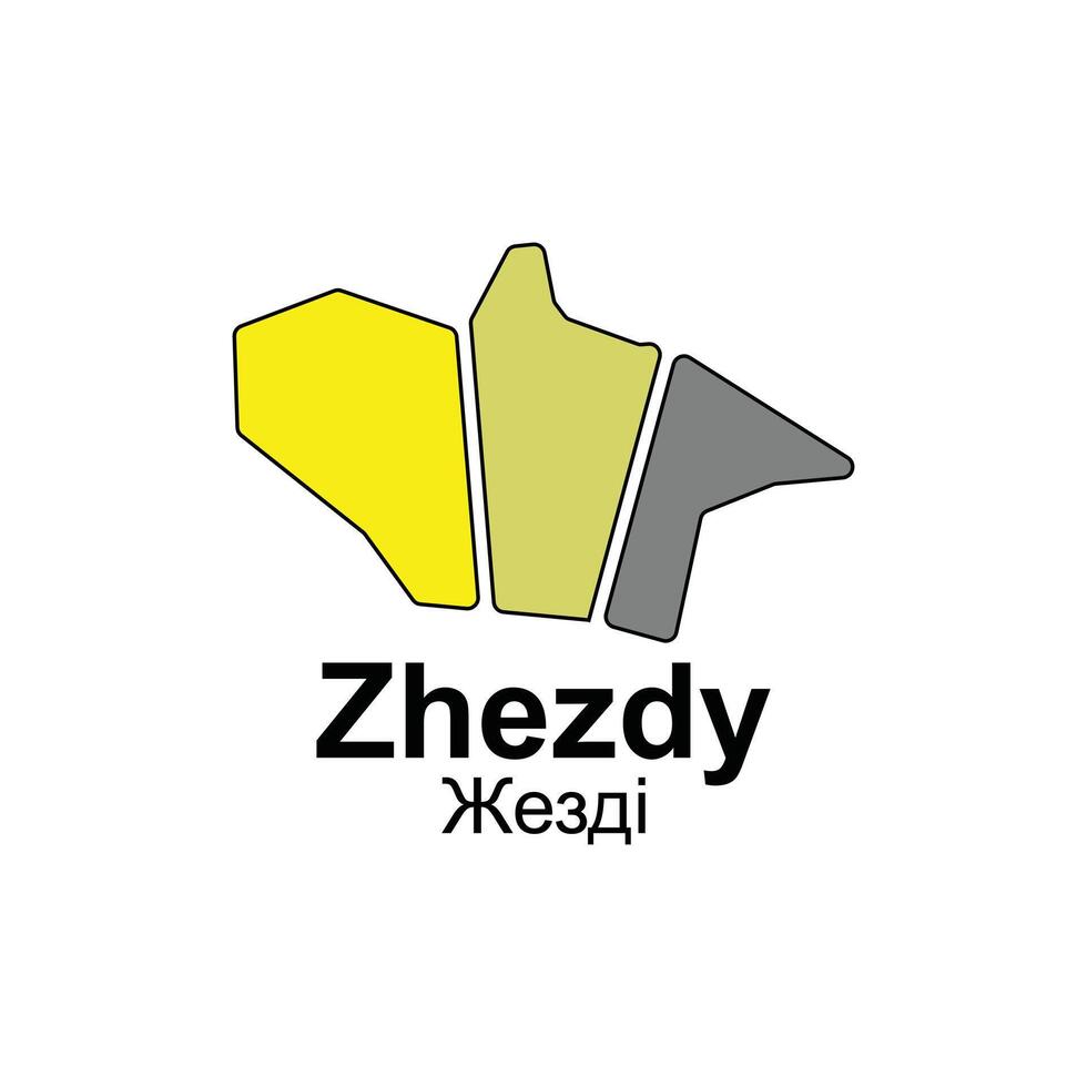 Zhezdy City map design, template with outline graphic sketch style isolated on white background vector