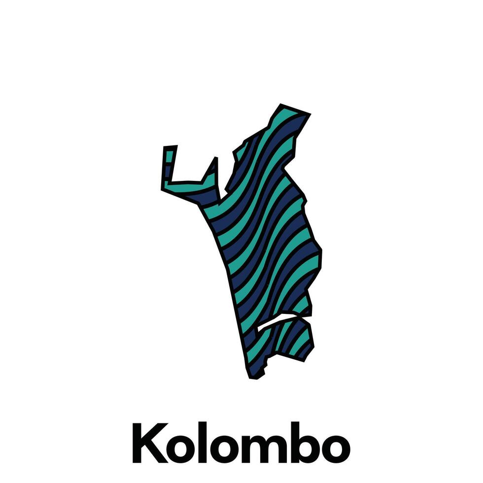 Map City of Kolombo design template with wave color style on white background, suitable for your company vector
