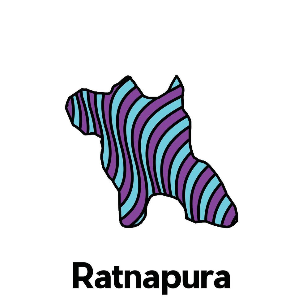 Map City of Ratnapura design template with wave color style on white background, suitable for your company vector