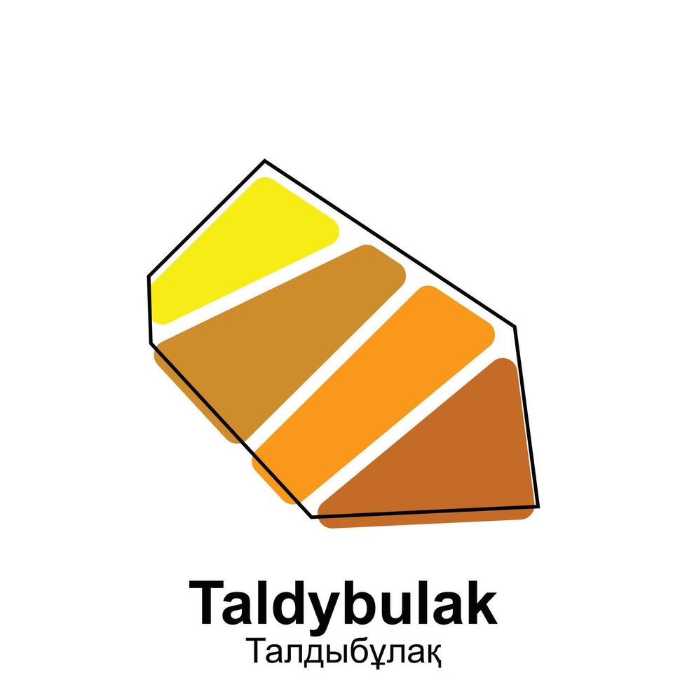 Map Kazakhstan Country With City of Taldybulak, geometric and colorful logo design template element vector