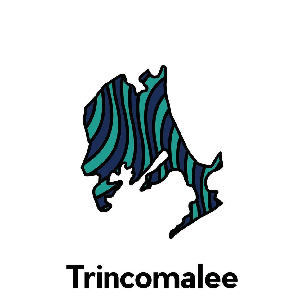 Map City of Trincomalee design template with wave color style on white background, suitable for your company vector