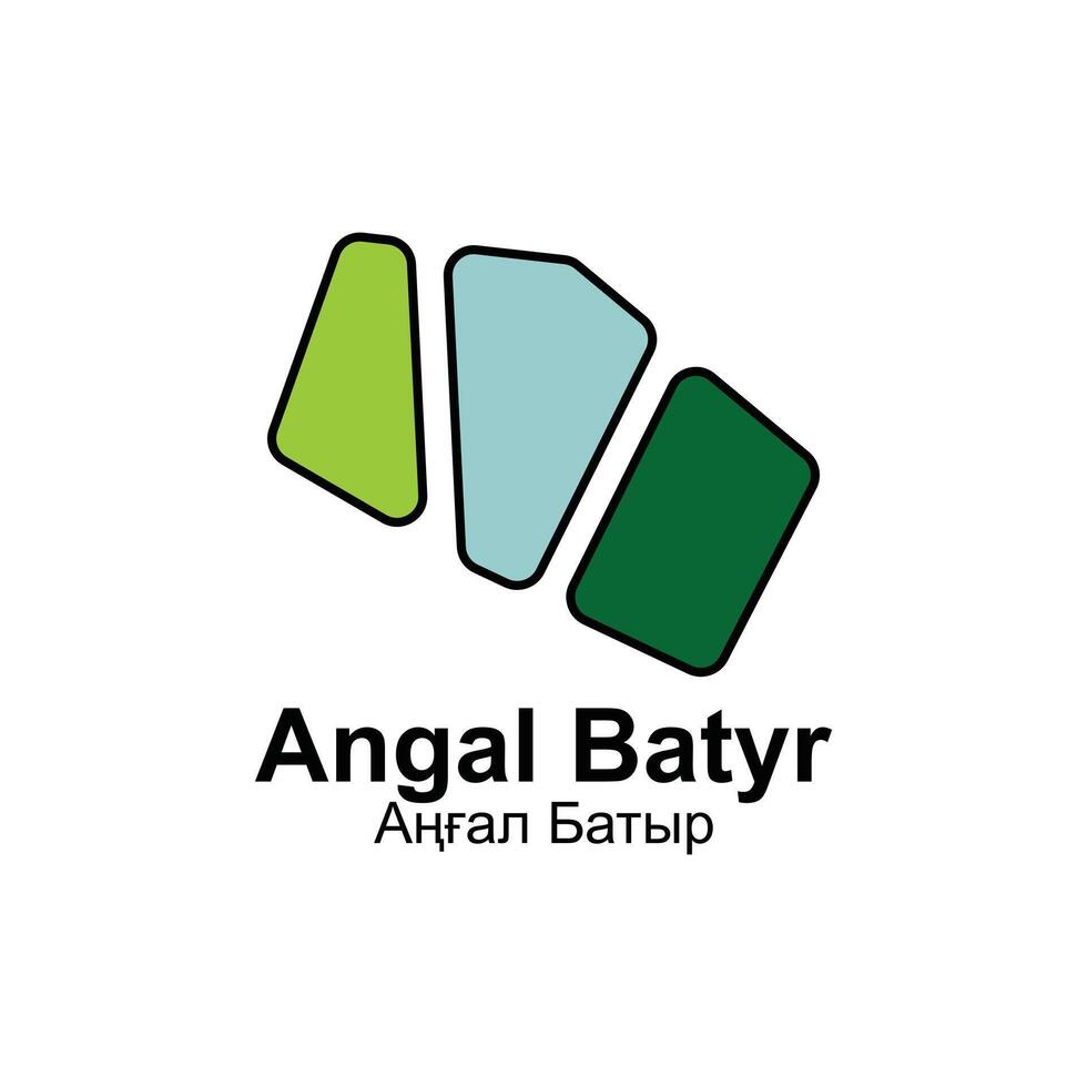 Angal Batyr City map design, template with outline graphic sketch style isolated on white background vector