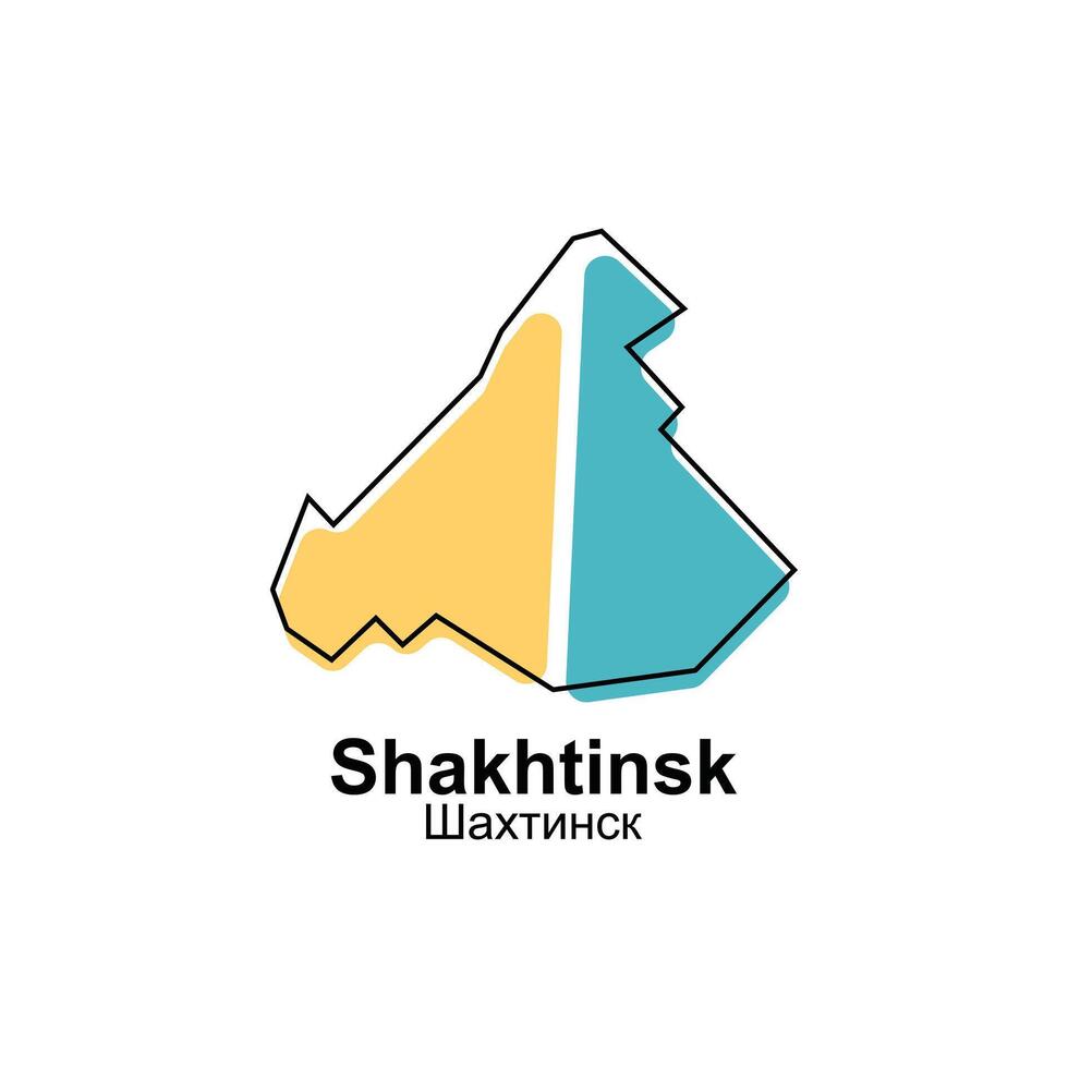 Map Kazakhstan Country With City of Shakhtinsk, geometric and colorful logo design template element vector