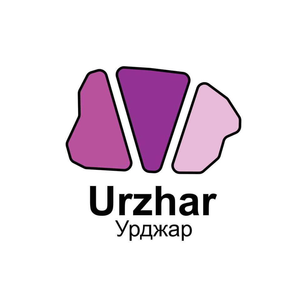 Urzhar City map design, template with outline graphic sketch style isolated on white background vector