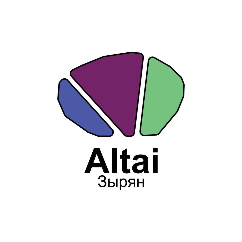 Map City of Altai, isolated illustration of simplified administrative map of Kazakhstan. Borders and names of the regions. Colorful silhouettes vector