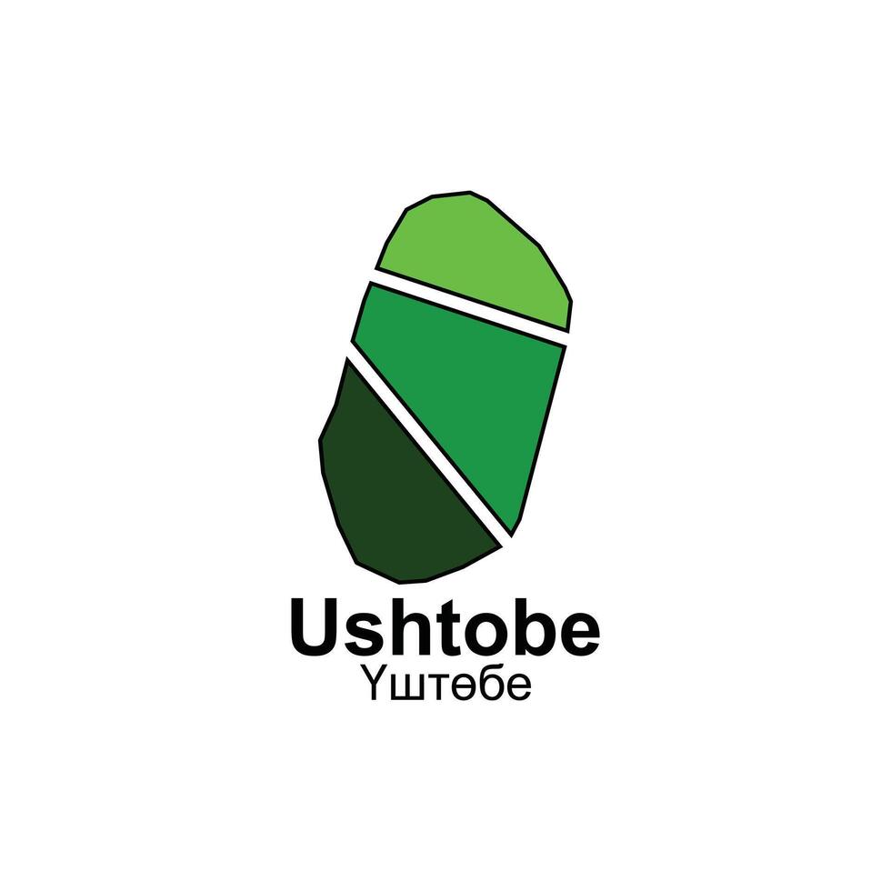 Ushtobe City map design, template with outline graphic sketch style isolated on white background vector