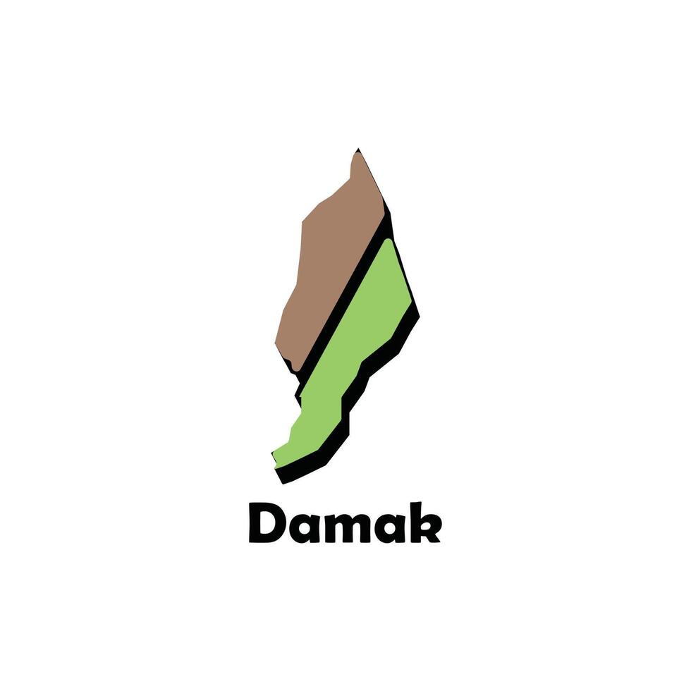 Map of Damak design template, national borders and important cities illustration vector