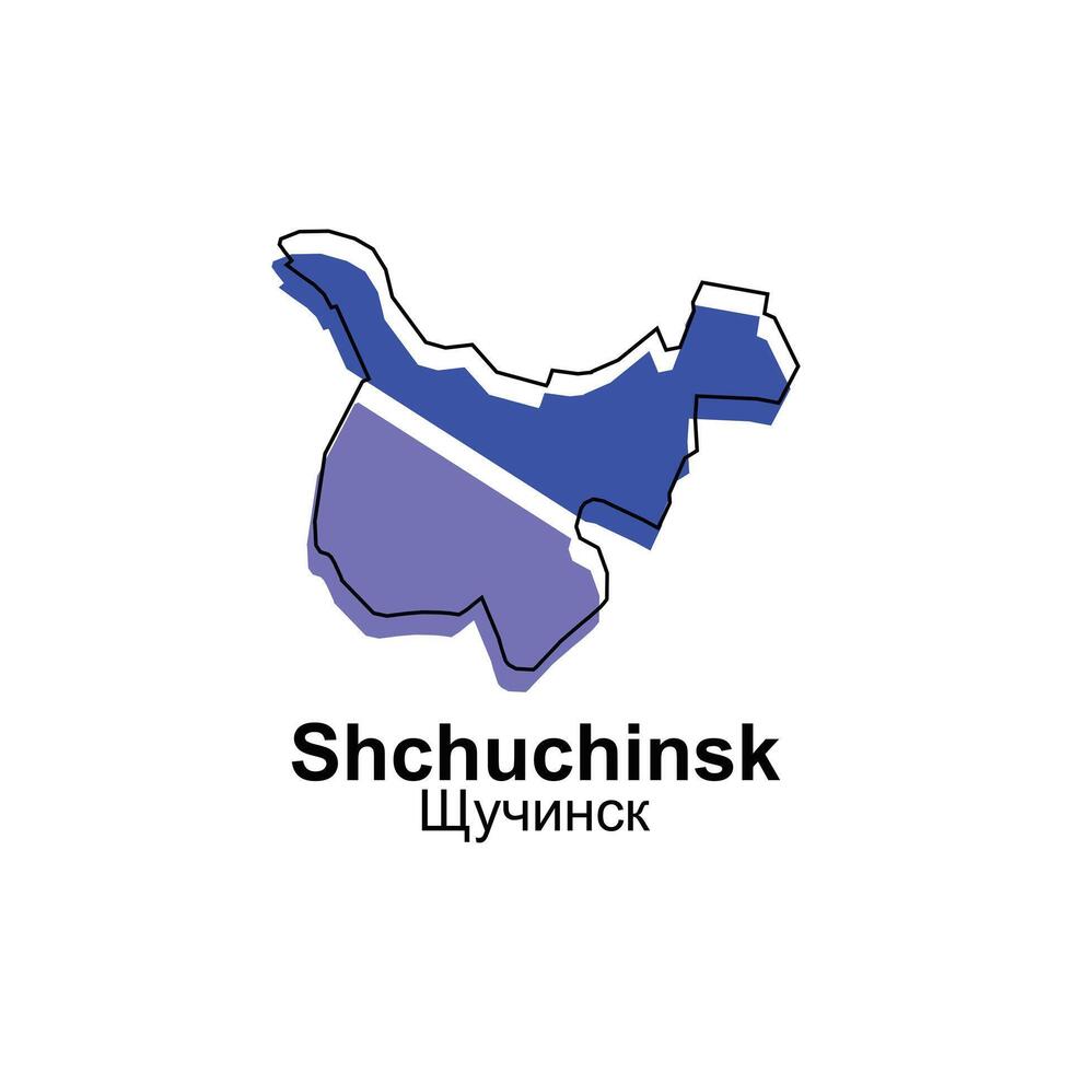 Map Kazakhstan Country With City of Shchuchinsk, geometric and colorful logo design template element vector