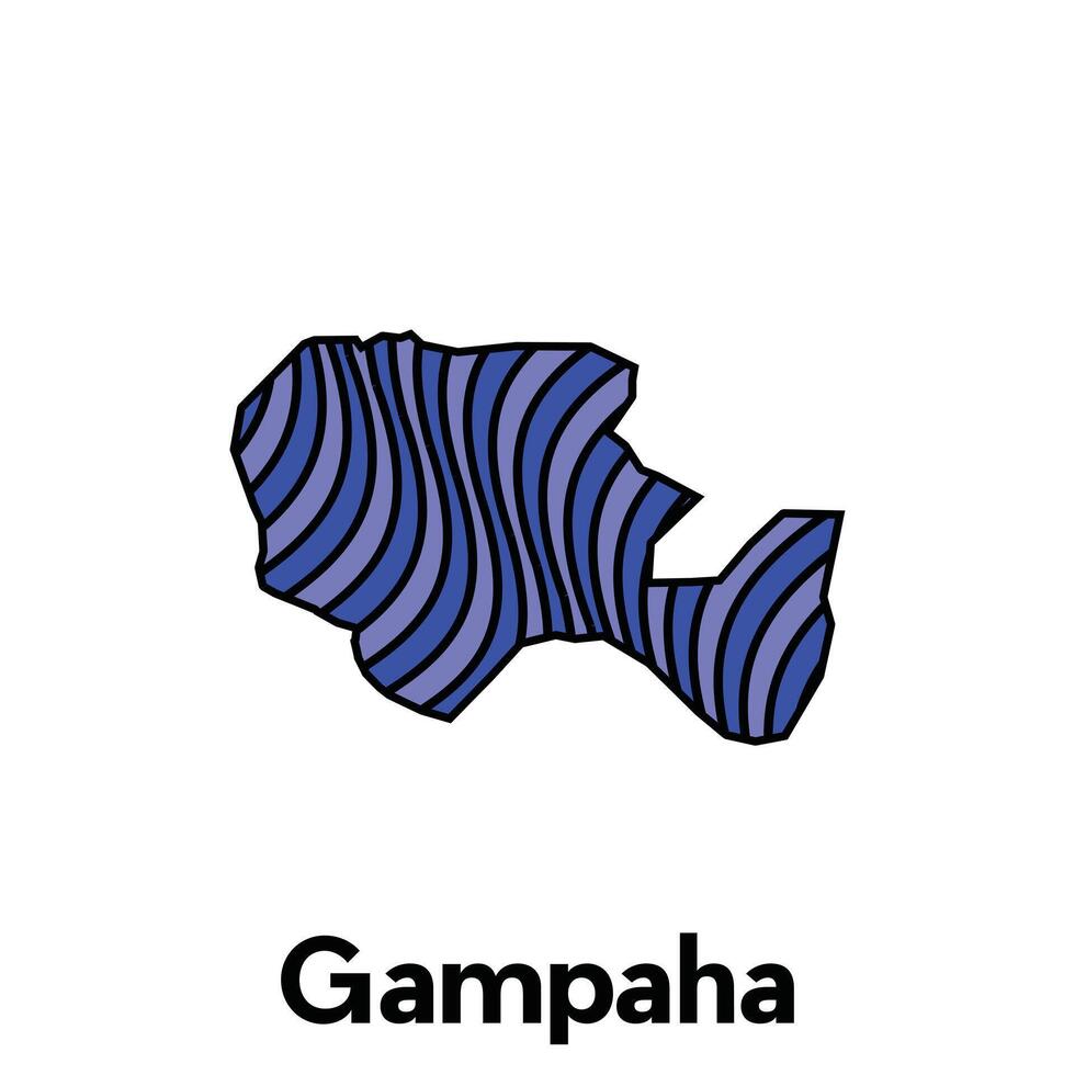 Map City of Gampaha design template with wave color style on white background, suitable for your company vector