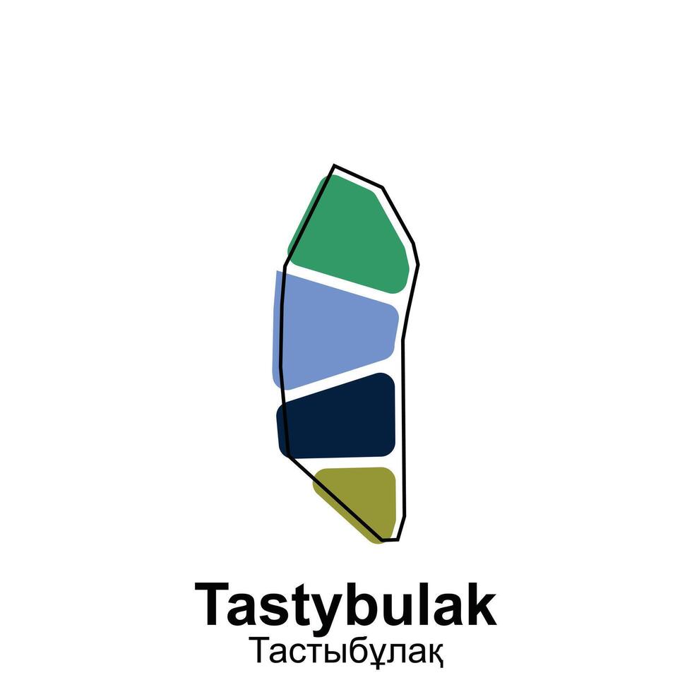 Map Kazakhstan Country With City of Tastybulak, geometric and colorful logo design template element vector
