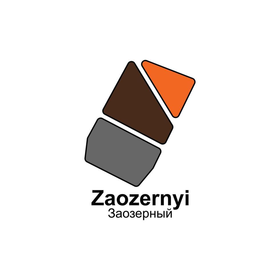 Zaozernyi City map design, template with outline graphic sketch style isolated on white background vector