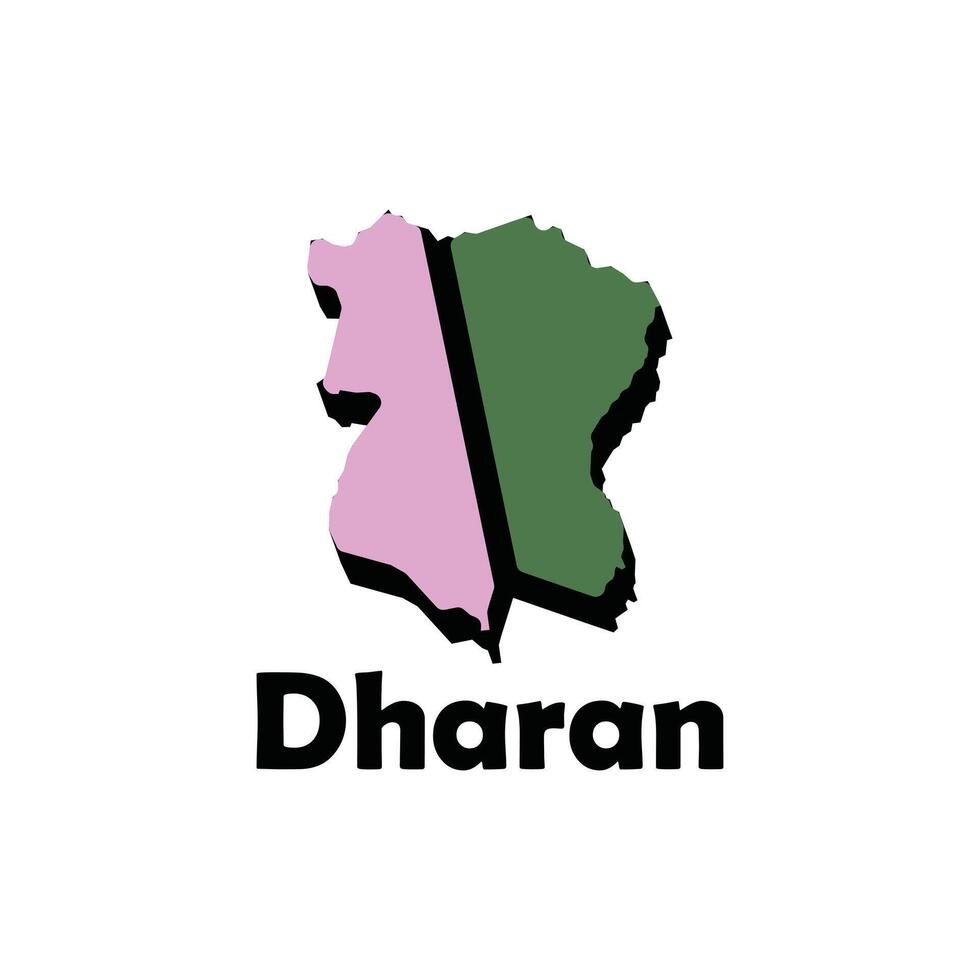 Map of Dharan design template, national borders and important cities illustration vector