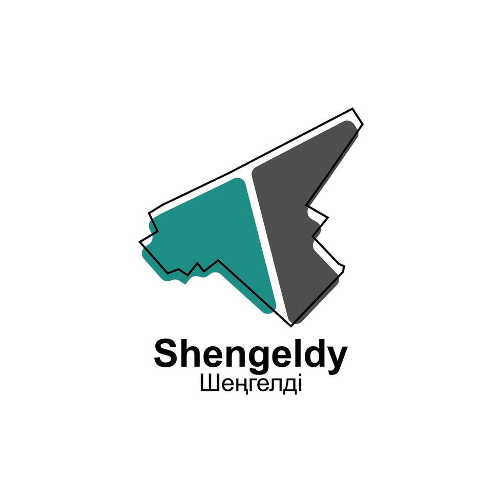 Shengeldy world map City illustration. Isolated on white background for business vector