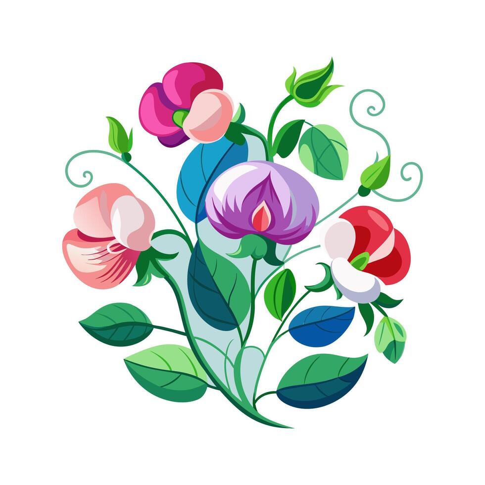 Outline flower set for artistic designs. vector
