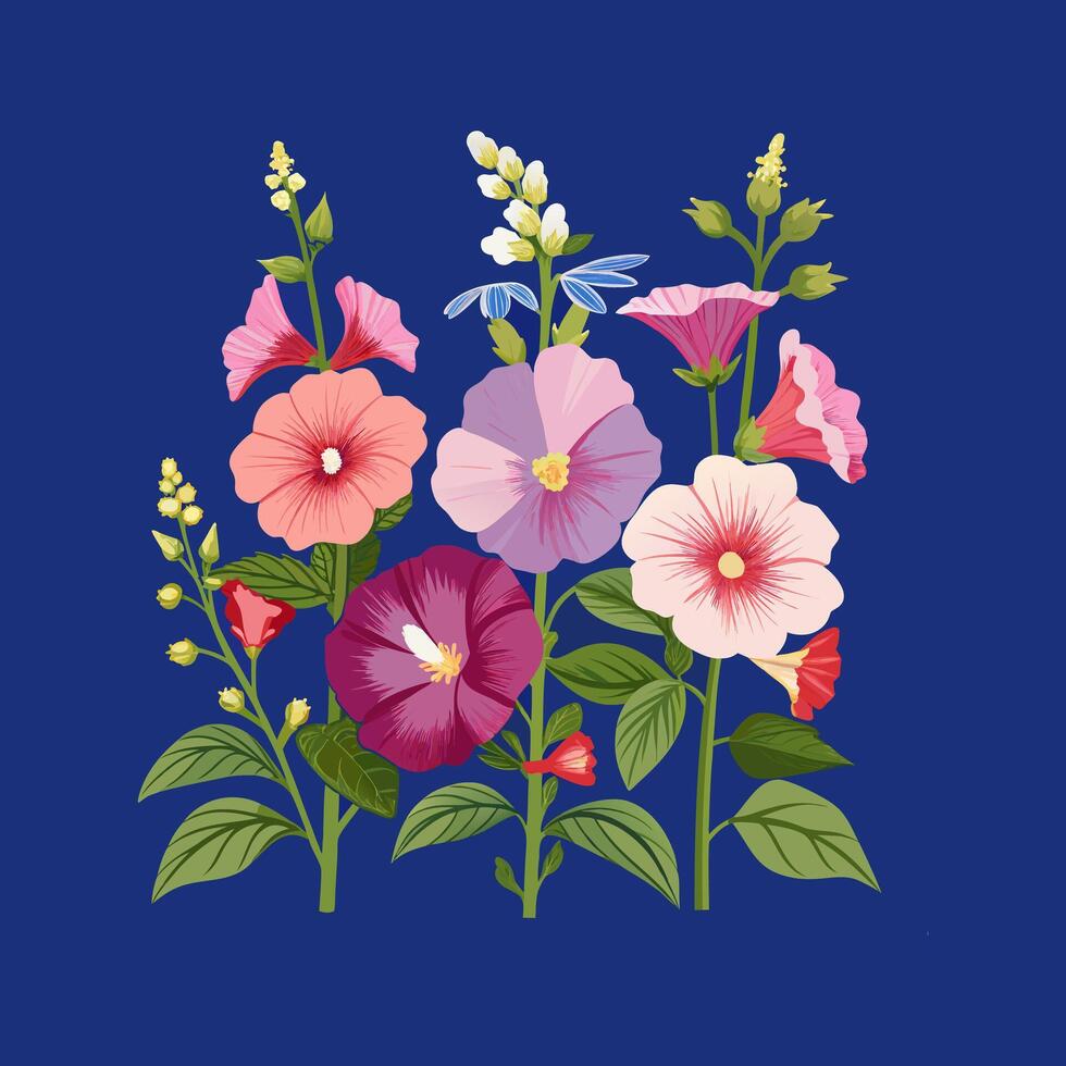 Outline flower set for artistic designs. vector