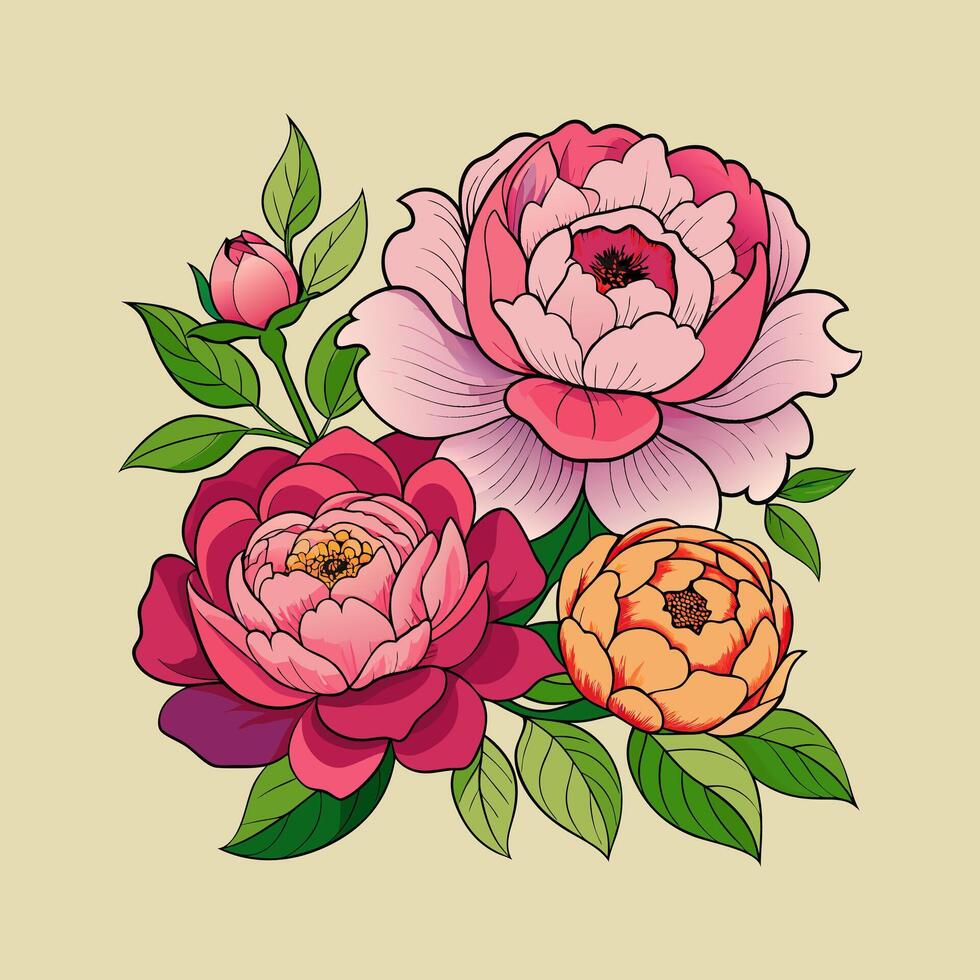 Outline flower set for artistic designs. vector