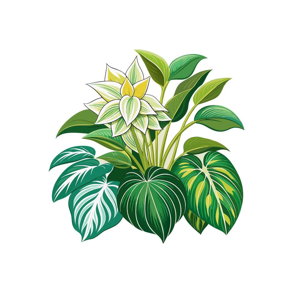 Outline flower set for artistic designs. vector