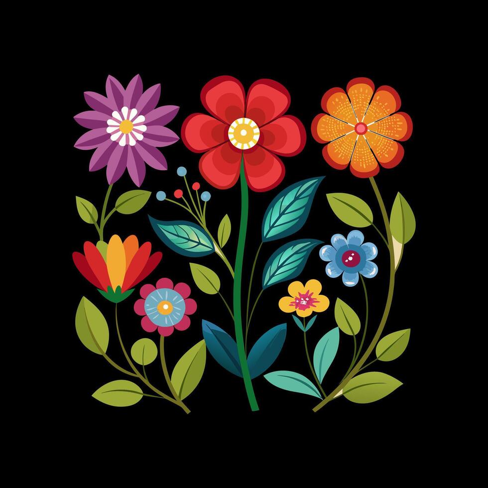 Outline flower set for artistic designs. vector