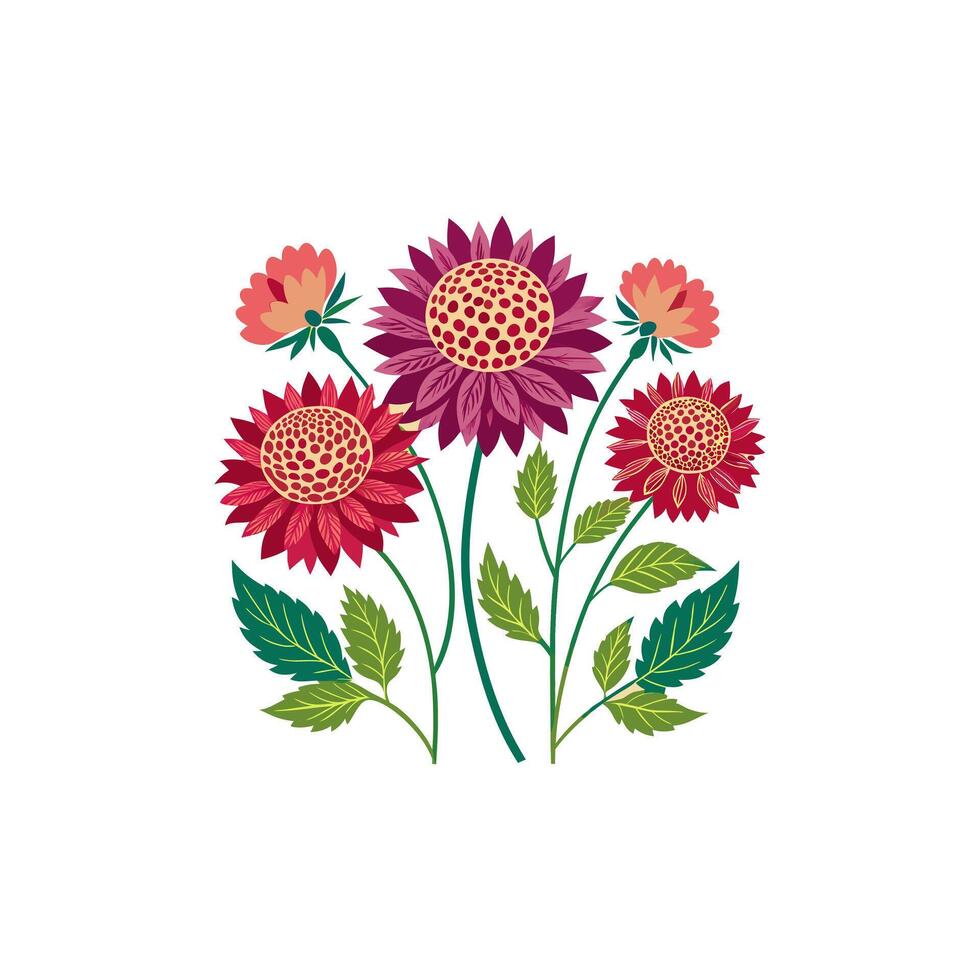 Outline flower set for artistic designs. vector