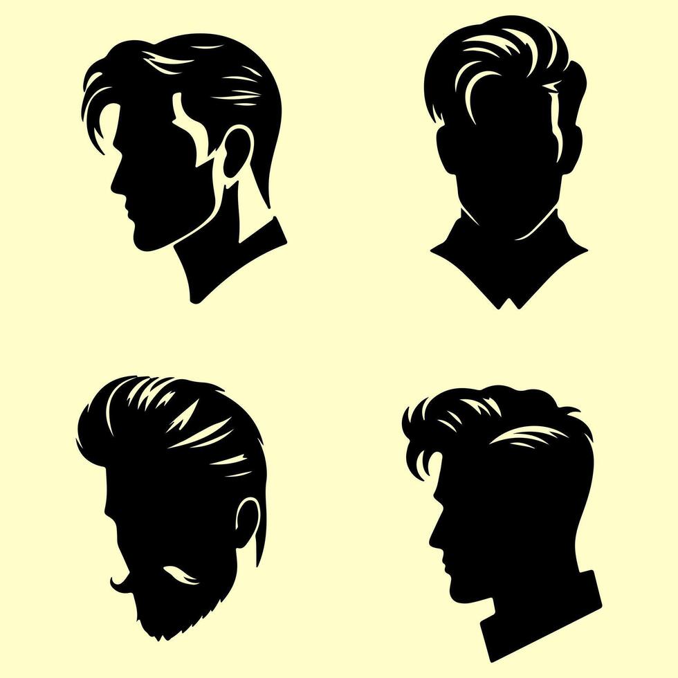 Elegant Hairstyles for Modern Men. vector