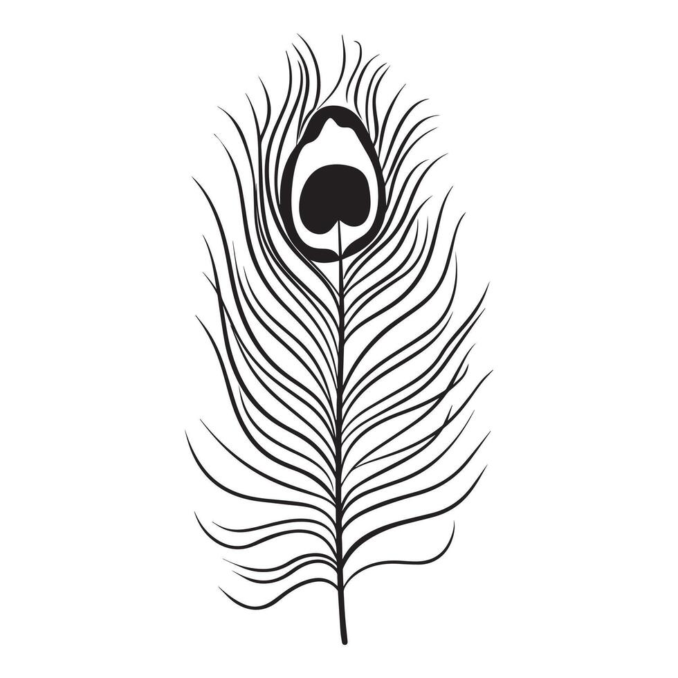 Feather Pen Logo - Feather silhouette - peacock quill illustration in black and white vector