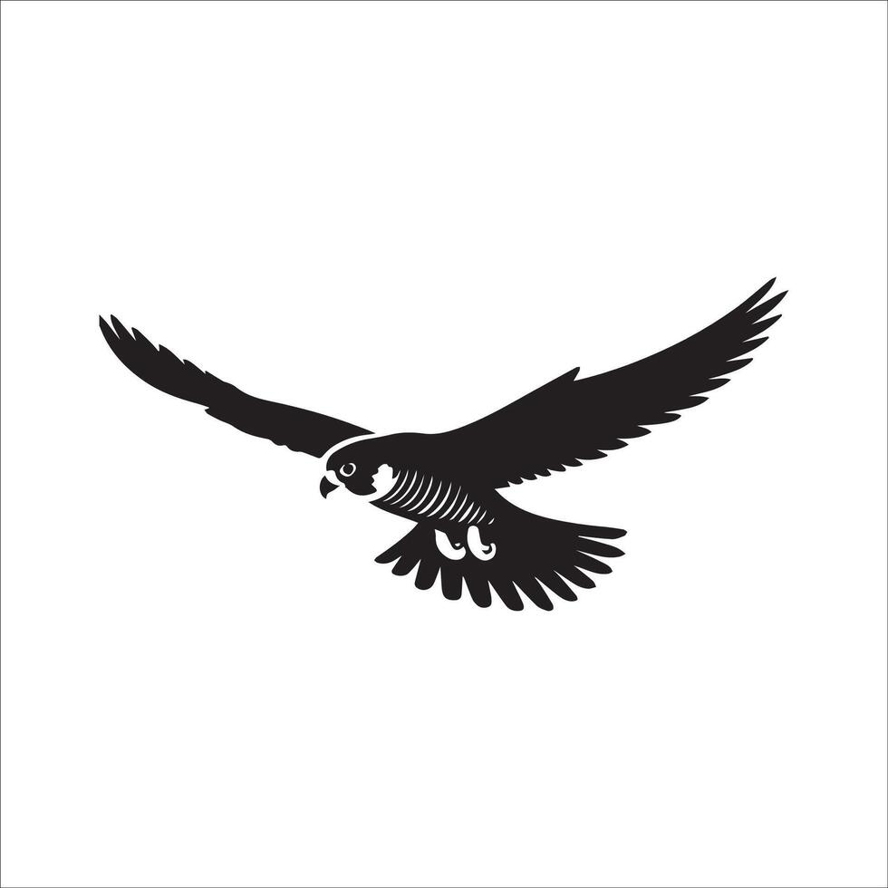 Peregrine falcon silhouette - Bird Logo - A Peregrine falcon soaring illustration in black and white vector