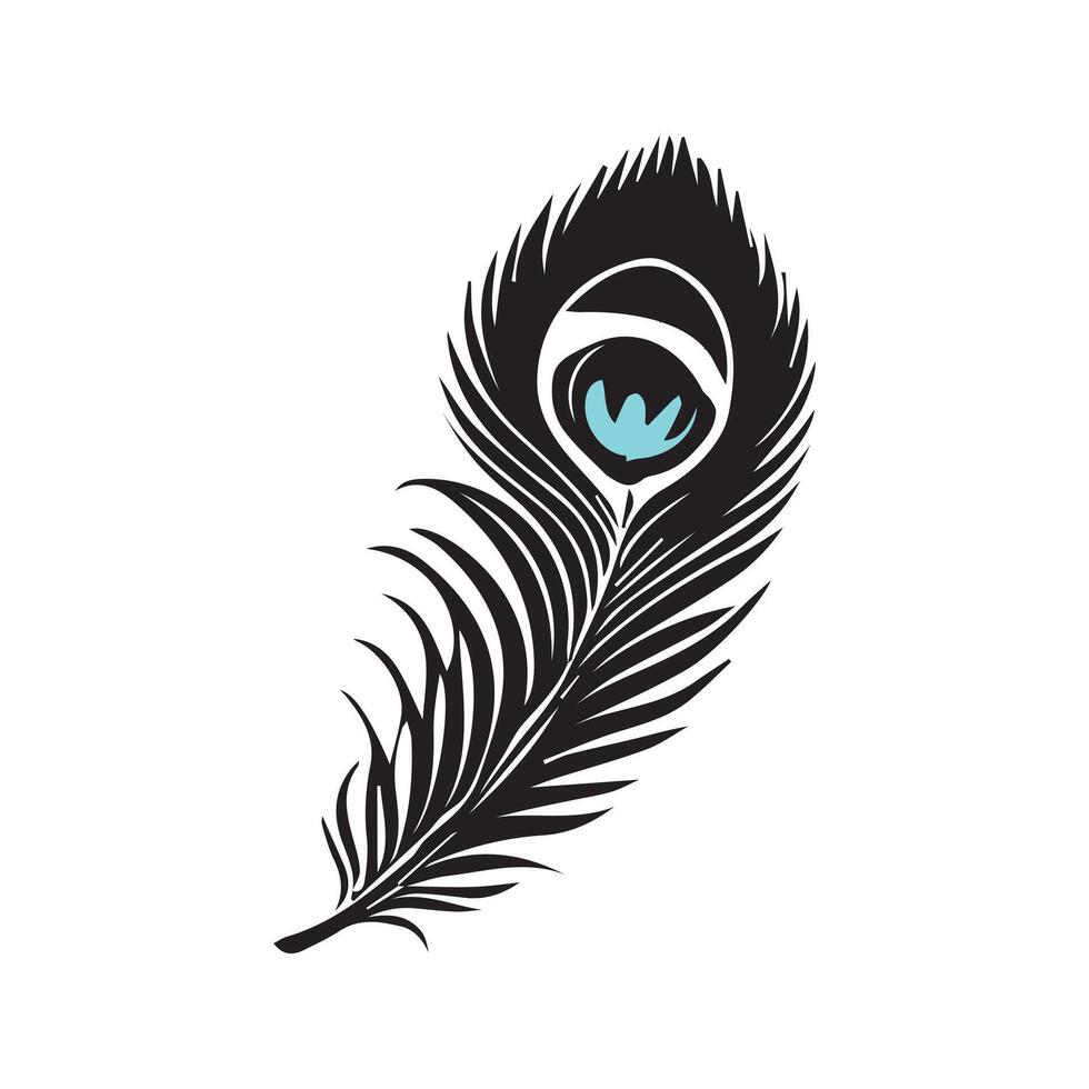 Feather Pen Logo - Feather silhouette - peacock quill illustration in black and white vector