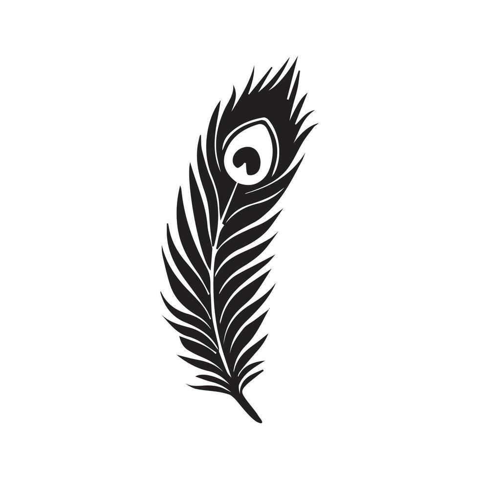 Feather Pen Logo - Feather silhouette - peacock quill illustration in black and white vector