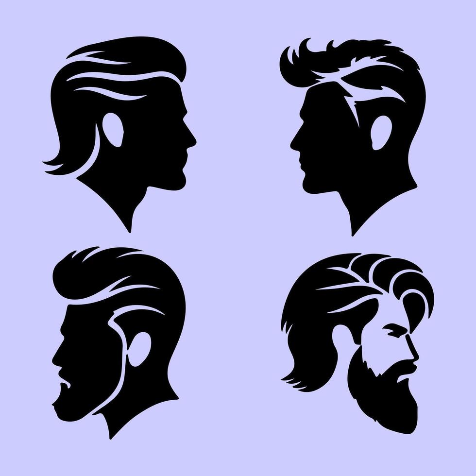 Elegant Hairstyles for Modern Men. vector