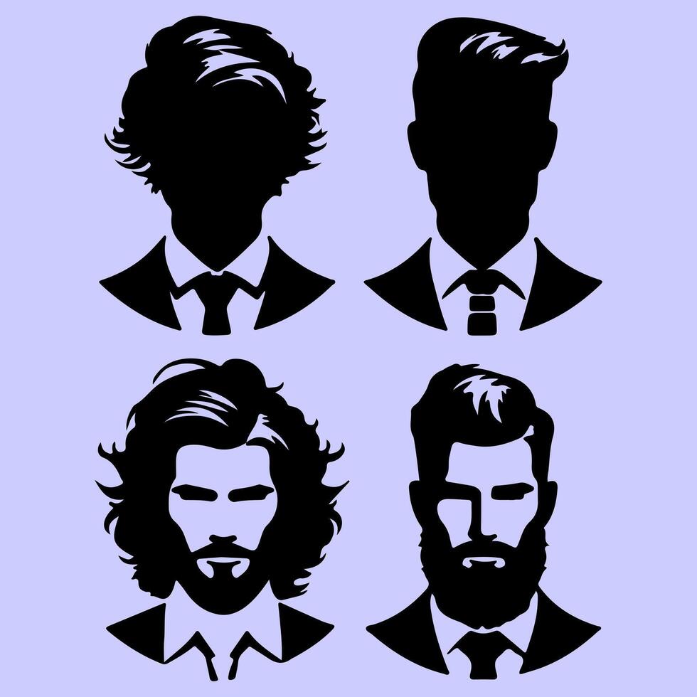 Elegant Hairstyles for Modern Men. vector