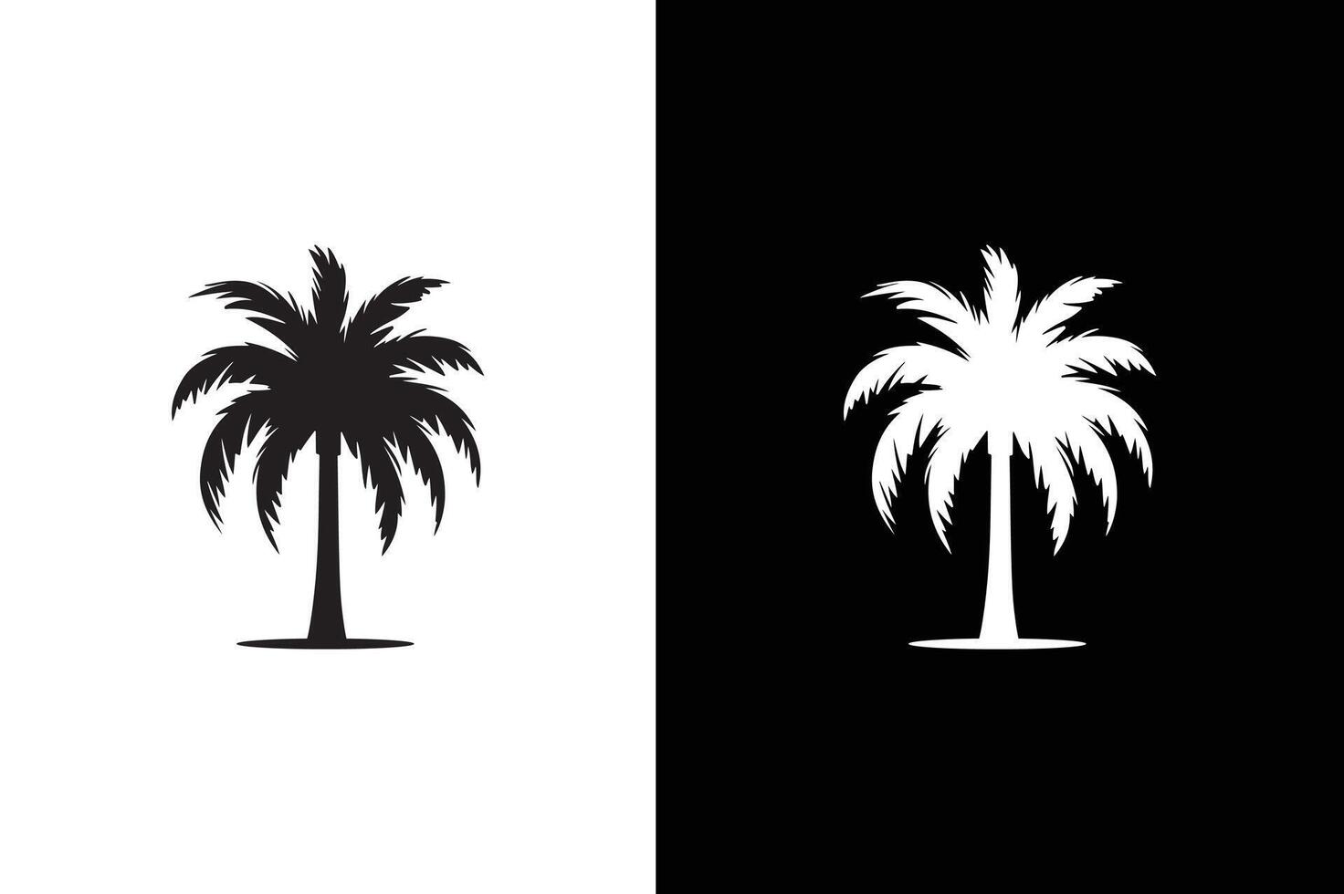 Palm tree isolated on black background. Palm tree icon silhouette. Design of palm trees for posters, banners and promotional items. vector