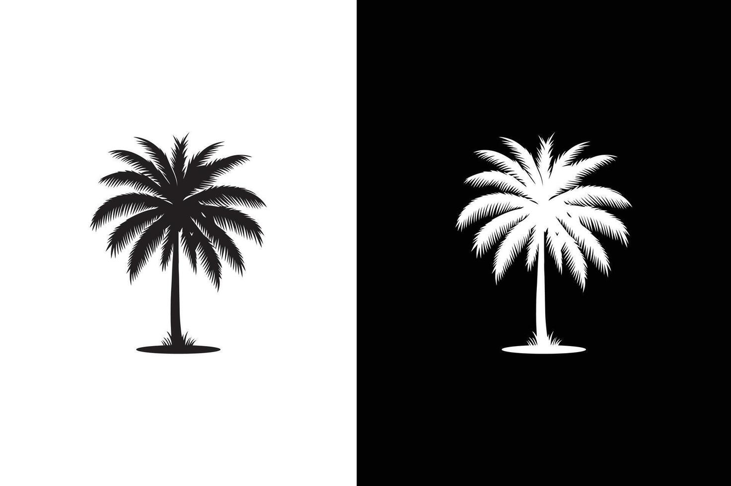 Palm tree isolated on black background. Palm tree icon silhouette. Design of palm trees for posters, banners and promotional items. vector