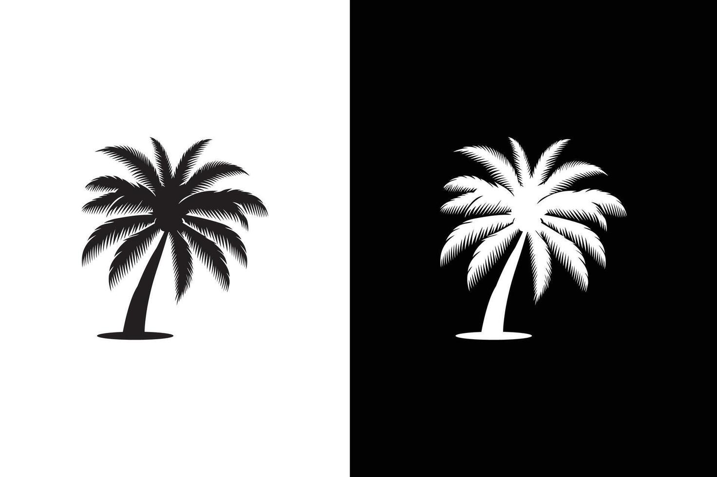 Palm tree on white black background. Palm tree icon silhouette. Design of palm tree for posters and banners. vector