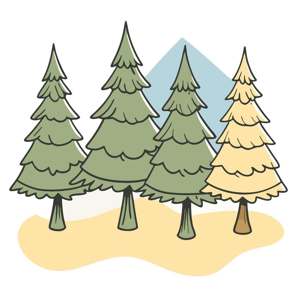 cute simple spruce tree illustration vector