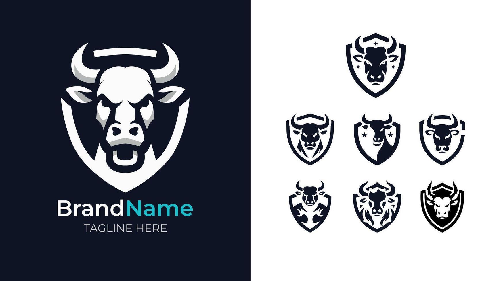 Expressive cow head logo collection. Explore a collection of 8 expressive cow head logos, each showcasing unique designs that blend simplicity with impactful symbolism vector