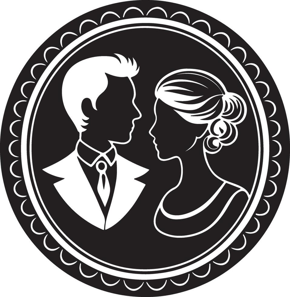 Man and women Cameo silhouette image. vector