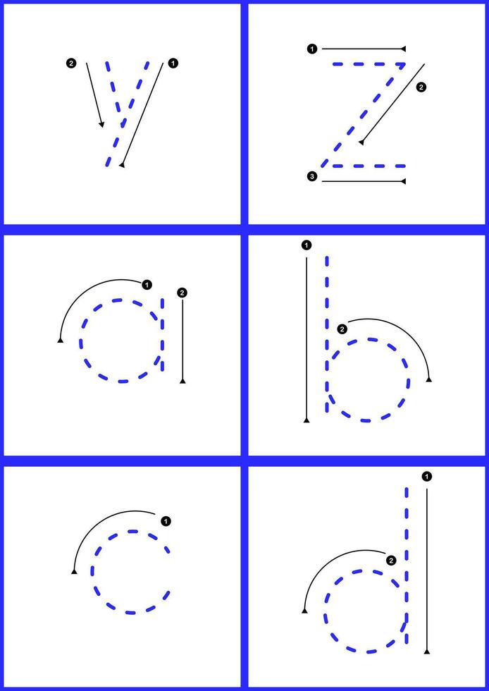 learning alphabet tracing letters vector