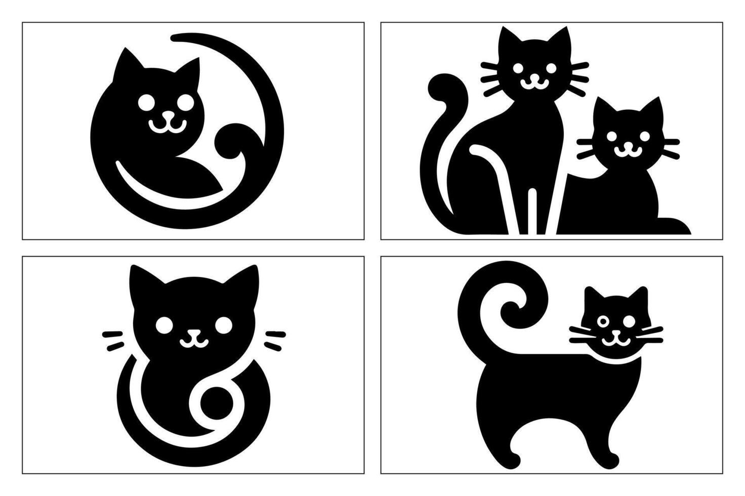 Minimalist Cat Shape Icon Sign vector