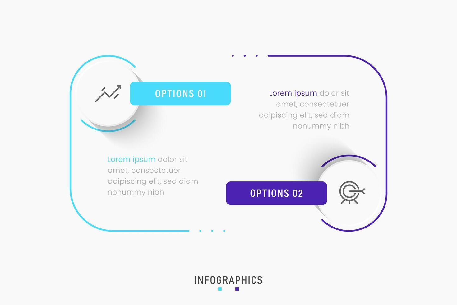 Infographic label design template with icons and 2 options or steps. Can be used for process diagram, presentations, workflow layout, banner, flow chart, info graph. vector