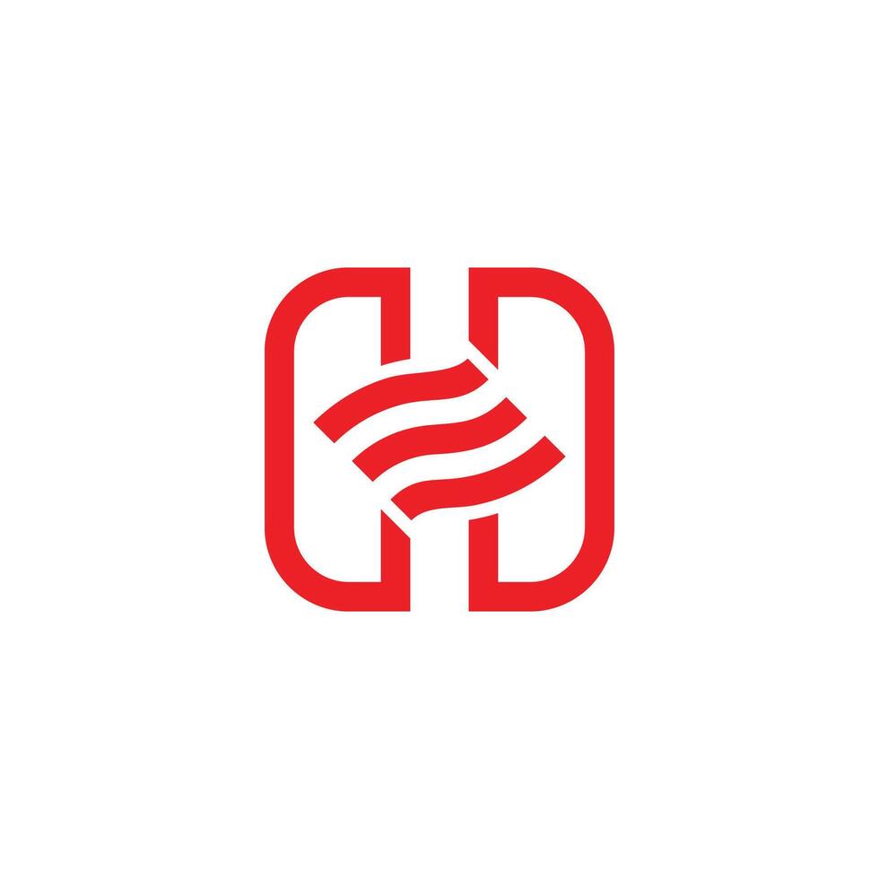 letter h waving flag simple geometric logo vector
