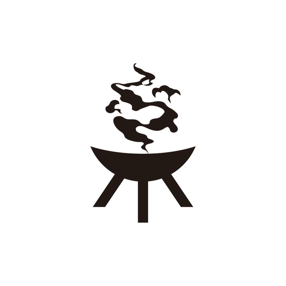 barbecue grill smoke simple abstract logo vector