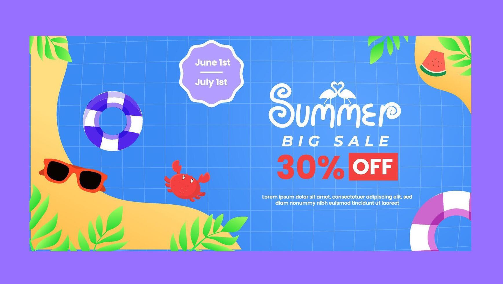 Summer sale banner template paper cut style with attractive pastel colors vector